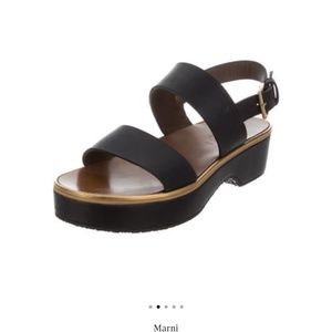Marni black platform sandals with gold trim size 7 IT37